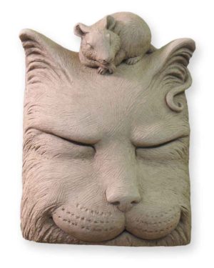 Cast Stone Plaque Featuring Cats Cat Nap